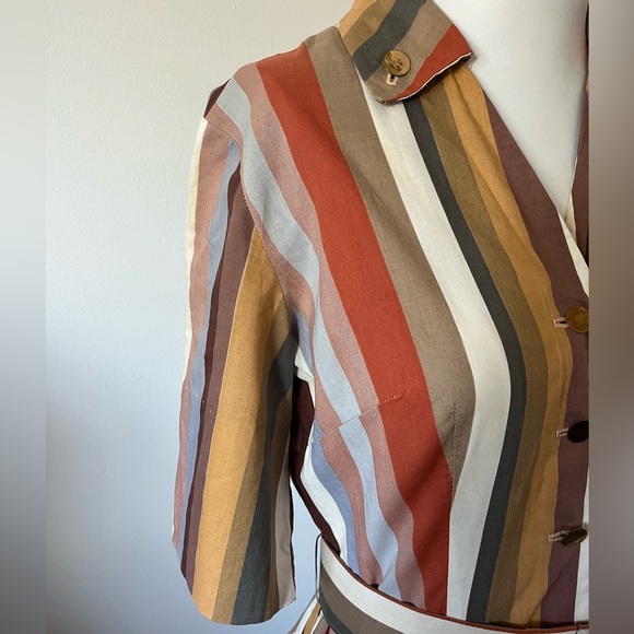 Vintage Carol Craig Striped Multicolor Midi Dress with Belt - Picture 7 of 14